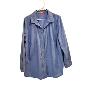 Woman Within Long Sleeve Button Up Shirt Classic Casual Blue Size 18/20 2XL